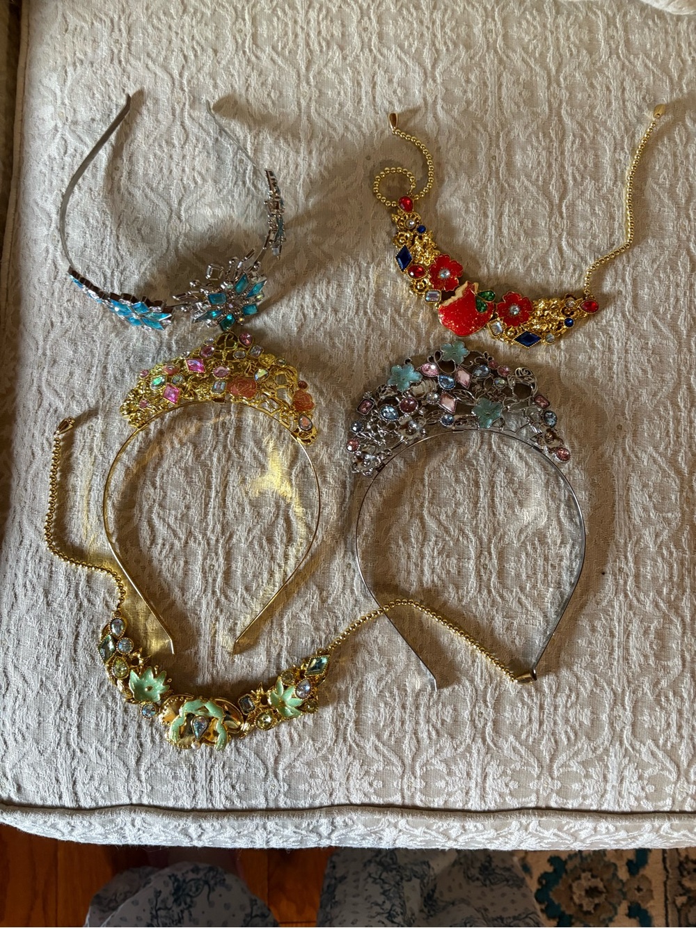 Disney Store Metal Jewelry 3 Tiaras and 2 Necklaces